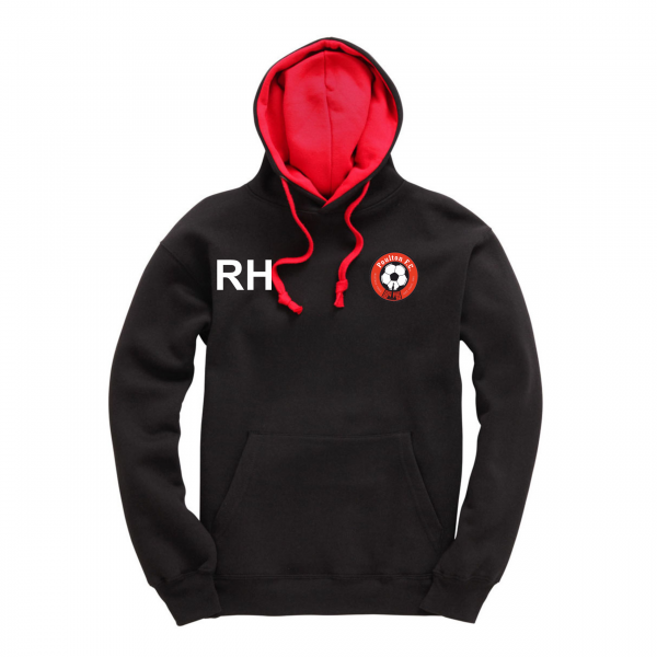 Poulton FC Adults Hoodie Black Red Initials